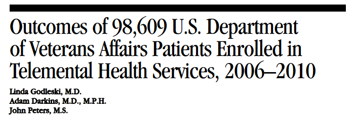 Outcomes of 98,609 U.S. Department  of Veterans Affairs Patients Enrolled in  Telemental Health Services, 2006&ndash;2010